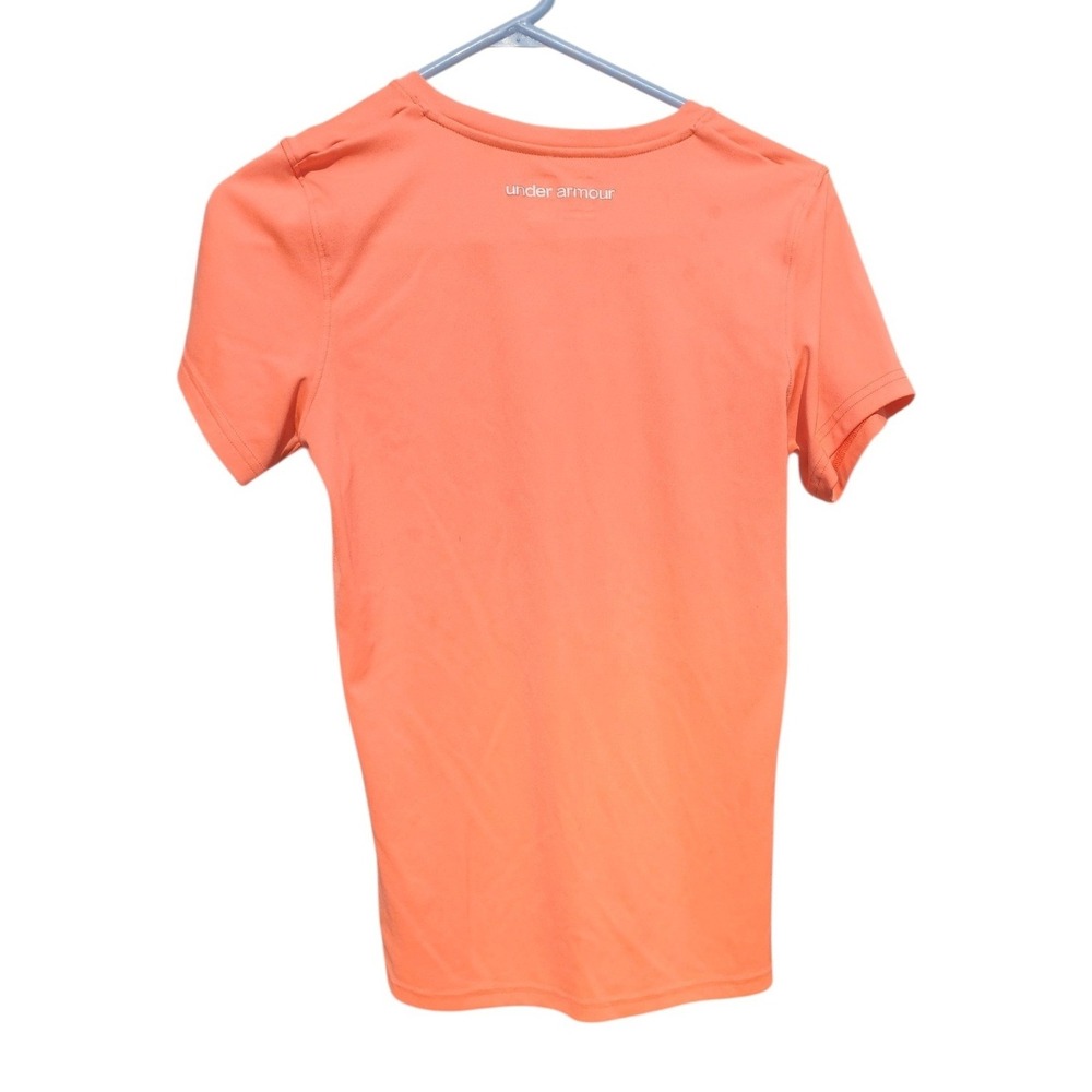 Under Armour Womens HeatGear V-Neck Short Sleeve Training Shirt Orange Medium - Picture 2 of 7